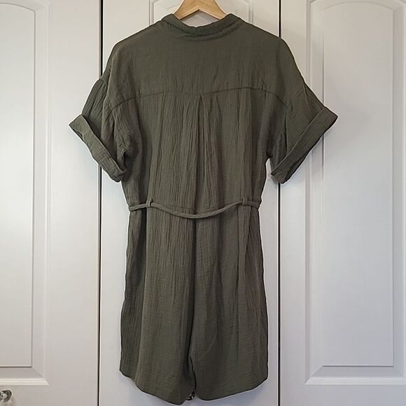Madewell Lightspun Belted Safari Romper Olive Army Green Size M - Picture 7 of 14